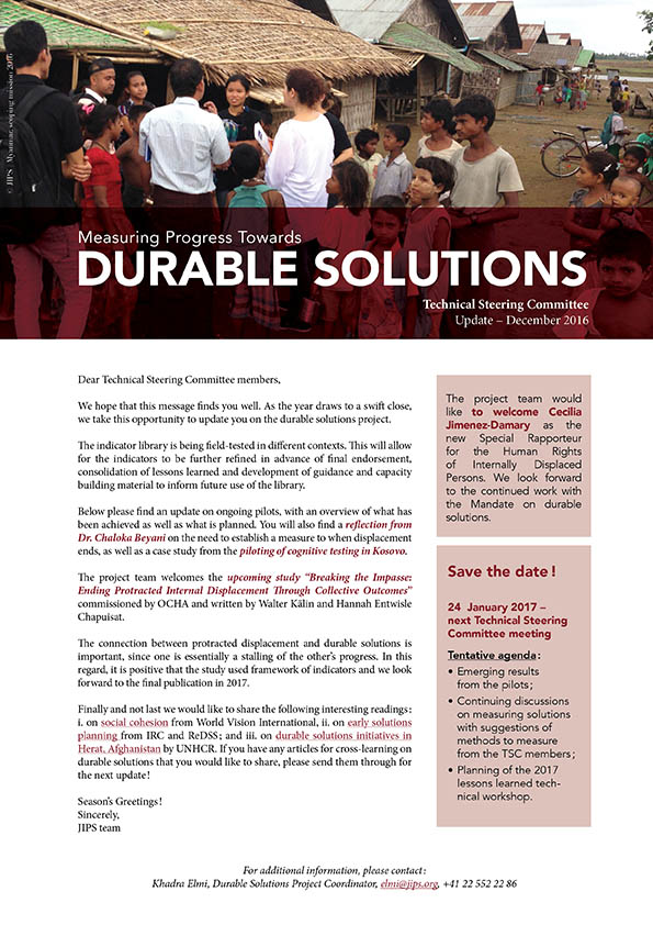 Durable Solutions Project: Technical Steering Committee Update (2016)