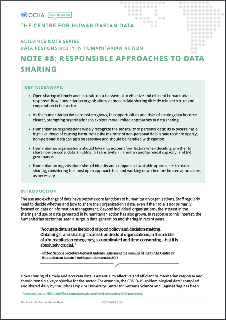 Guidance Note on Responsible Approaches to Data Sharing (CHD, JIPS, 2021)